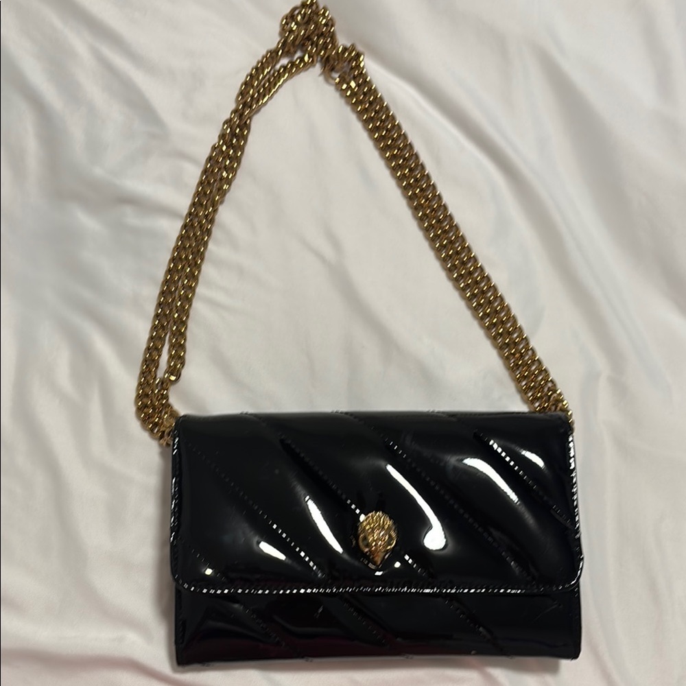 Kurt Geiger Black and Gold Clutch with Chain Strap